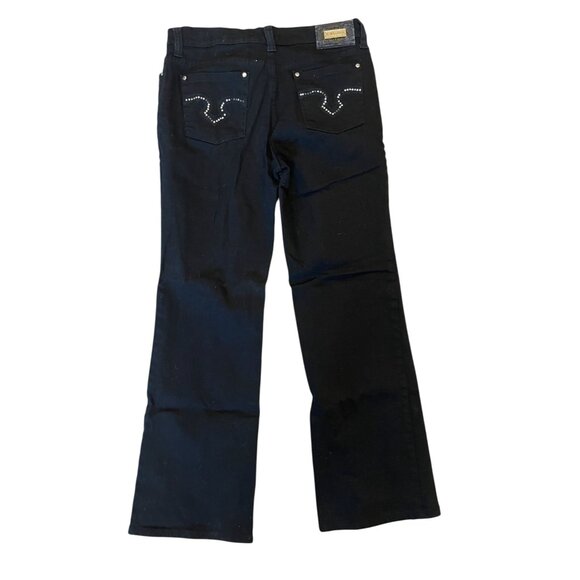 Lawman Western Jeans Bootcut Black Denim Bling 13 (34) Y2K cowgirl country - Picture 5 of 9